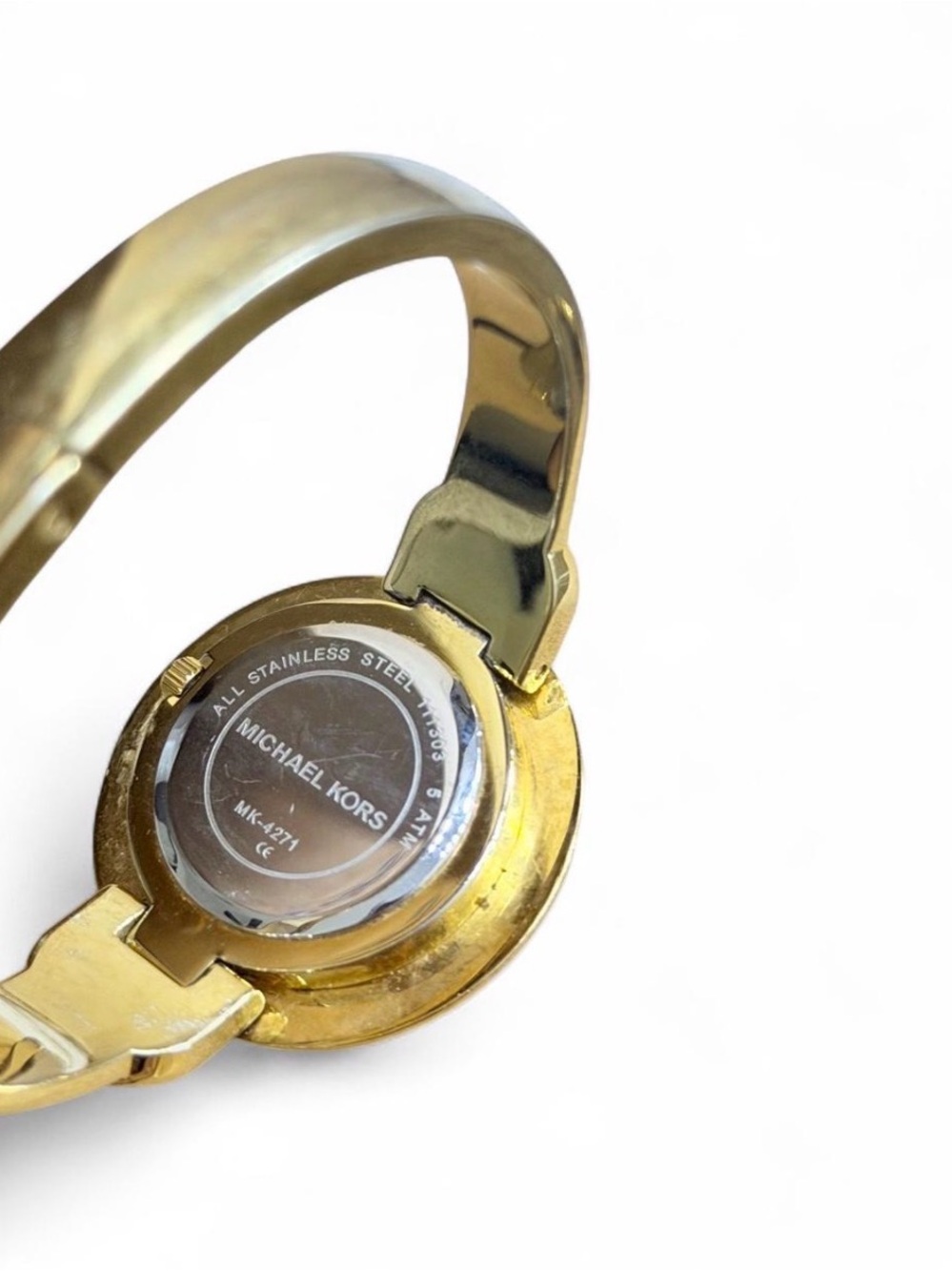 Michael Kors Gold-Tone Cuff Watch with White, Pink & Tortoiseshell Bezels - Picture 7 of 7